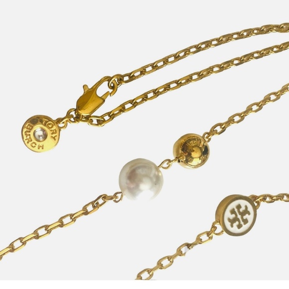 NEW Stunning Tory Burch Convertible Rosary Necklace 38" White Enamel $275 - Picture 3 of 5